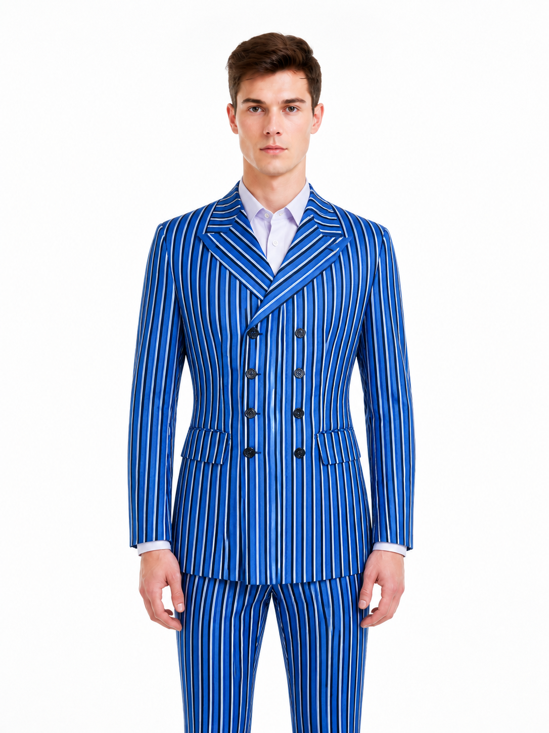 Blue Striped Two-Piece Cosplay Suit Costumes detail 3
