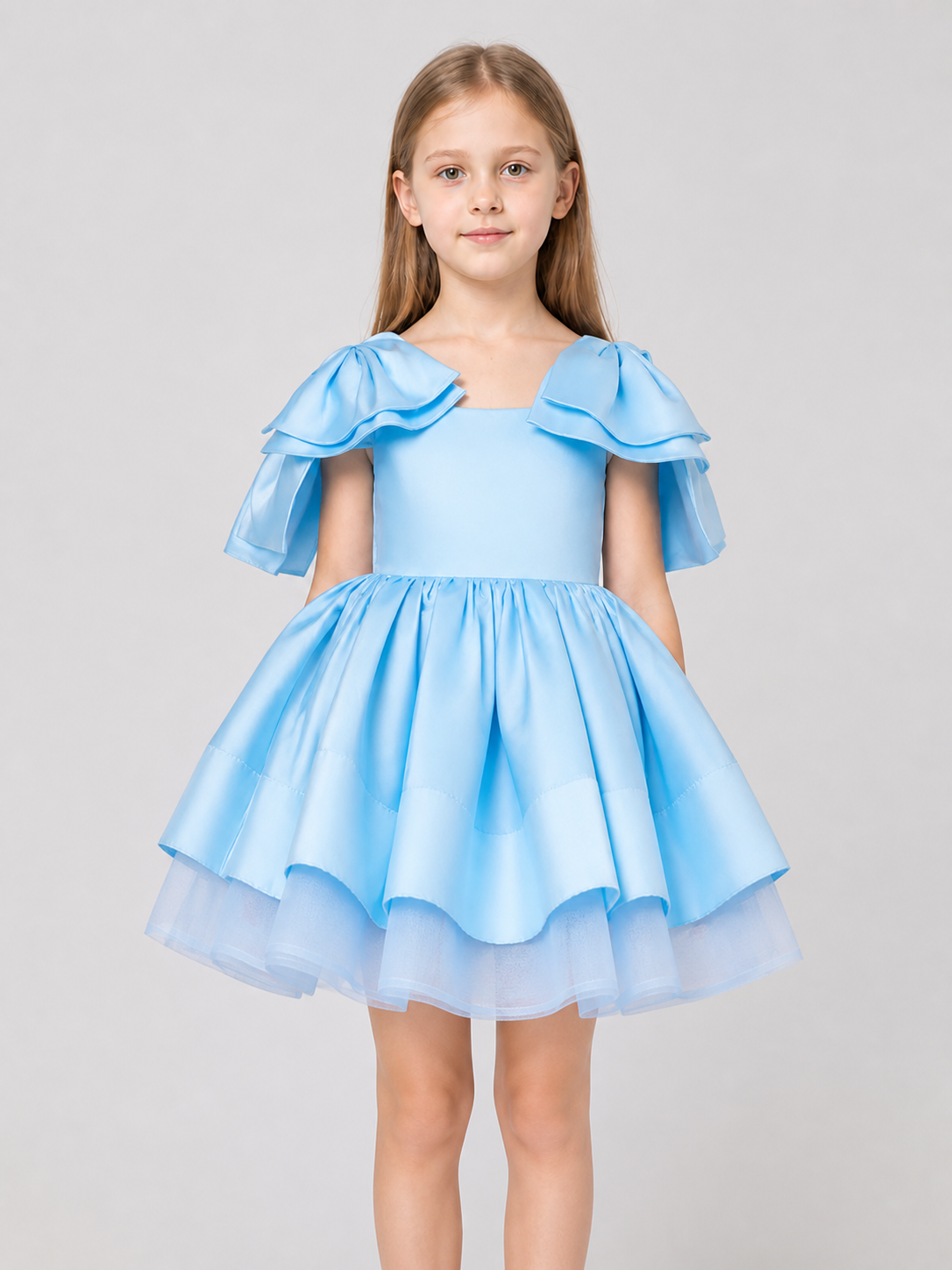 Dressy Full-Skirt Performance Dress with Bow