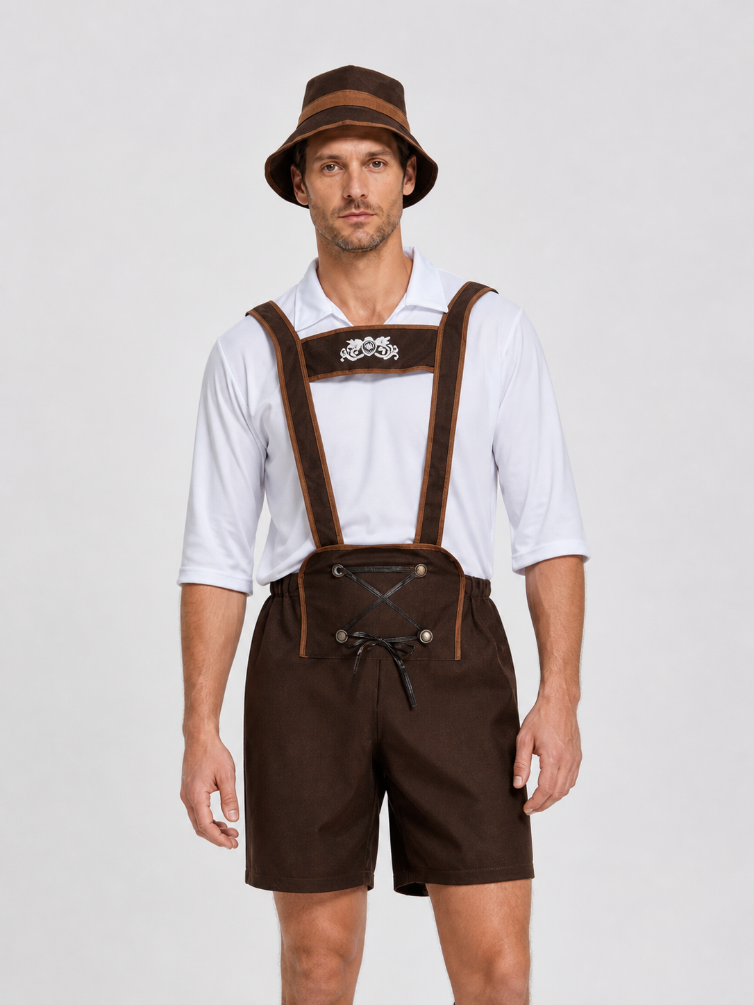 German Folk Costume: Shirt, Shorts, and Hat Costume Headwear detail 3