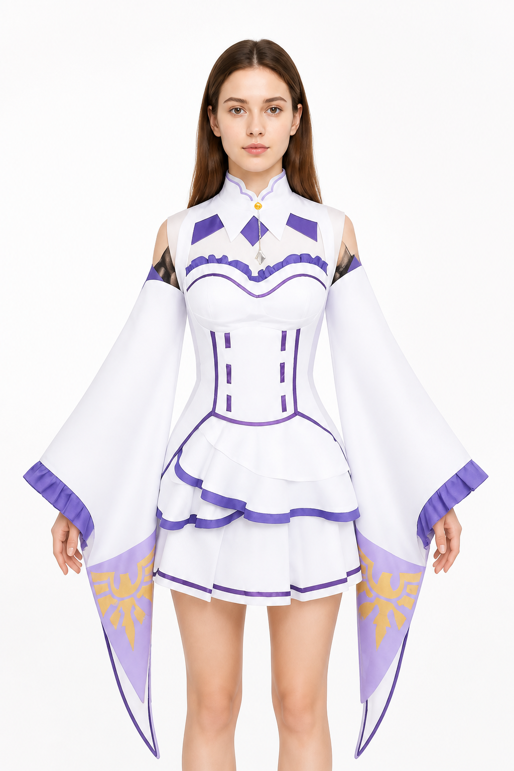 Emilia Cosplay Dress with Tiered Skirt and Sleeves Costume Dresses detail 3