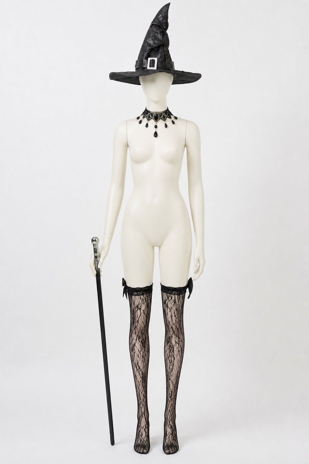 Gothic Costume with Hat, Cane, and Accessories Costume Headwear detail 3