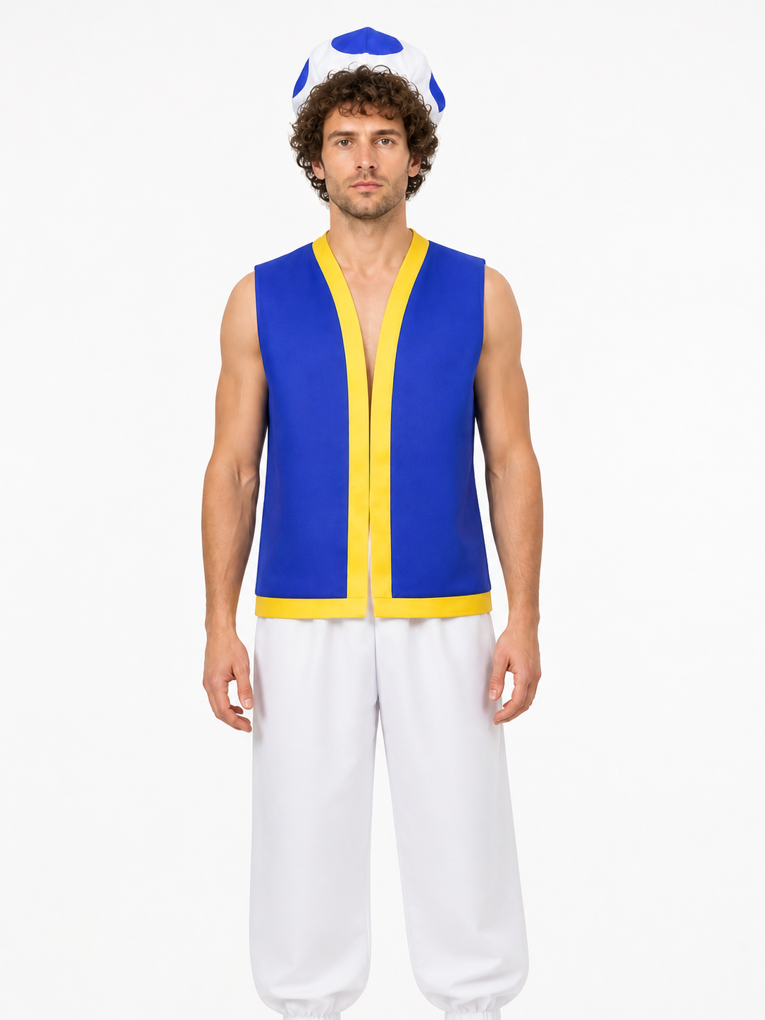 Mushroom Carnival Costume with Vest, Pants, and Cap Costume Headwear detail 3