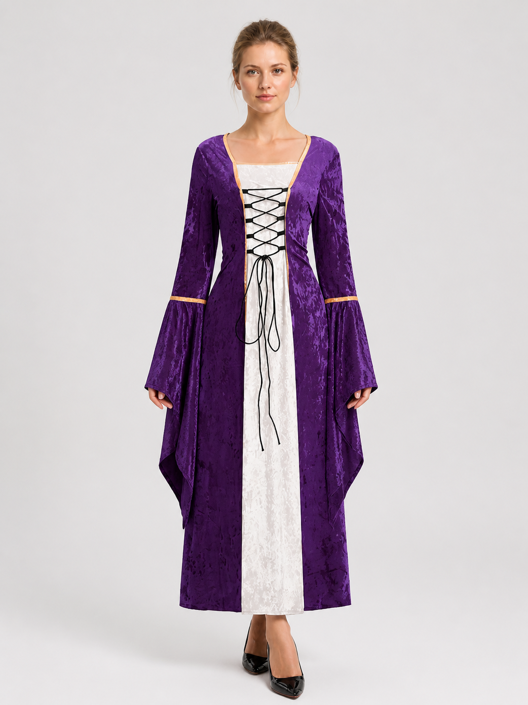 Long Medieval-Style Dress with Sleeves Costume Dresses detail 3