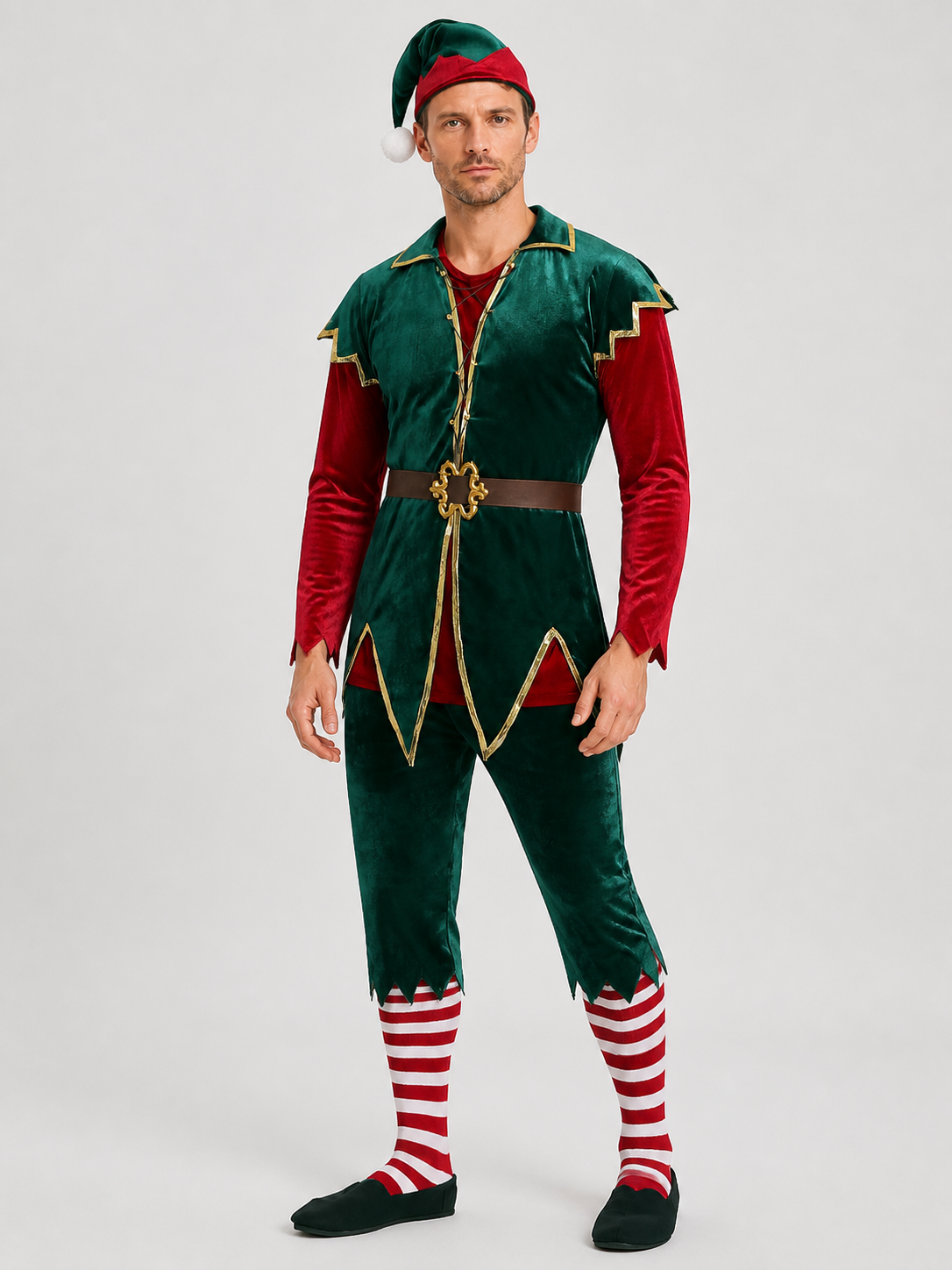 New Year Stage Elf Costume, Green and Red Costumes detail 3