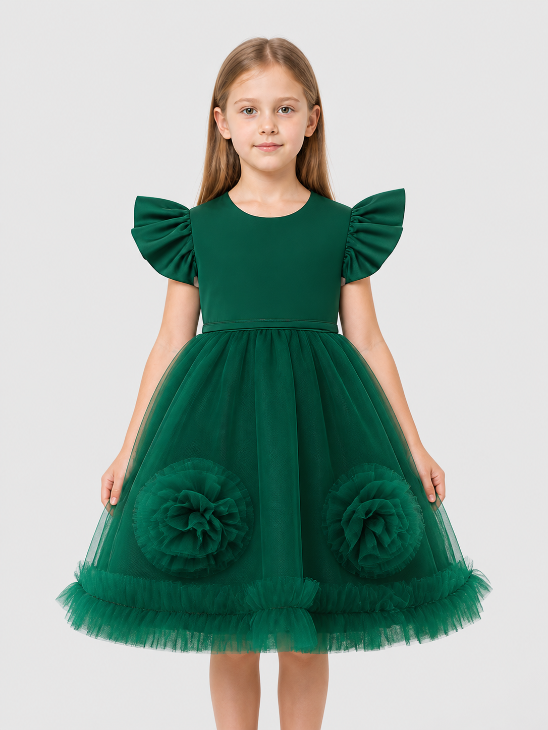 Girls’ Princess Dress with Full Skirt and Flowers product detail 3