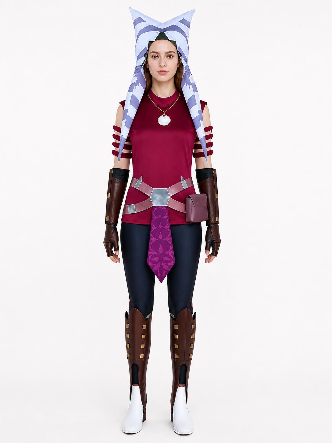 Ahsoka Cosplay Costume, Red, Set Costumes detail 3