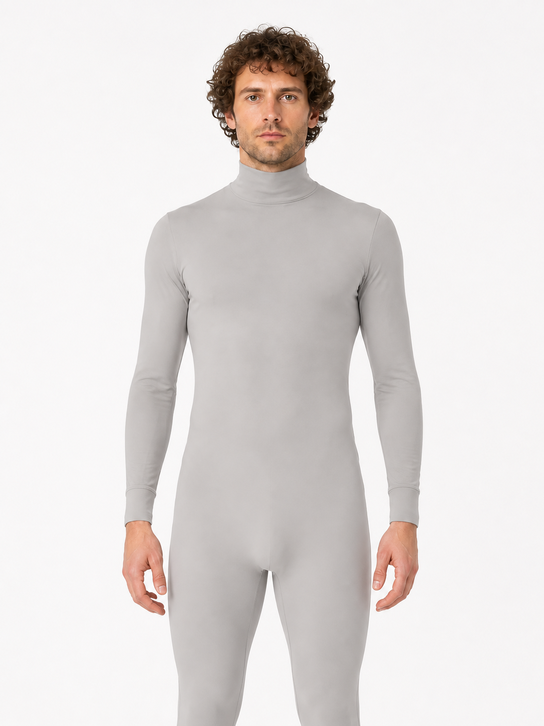 Fitted jumpsuit with a high collar, gray product detail 3