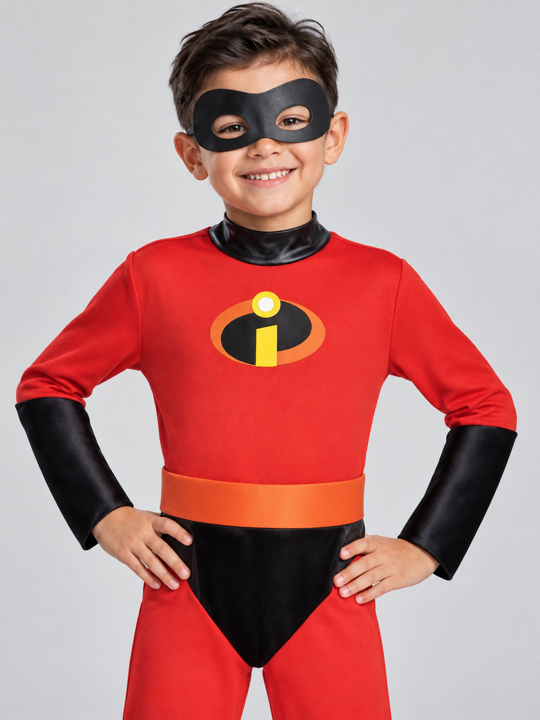 Kids' Superhero Costume Red with Mask and Belt