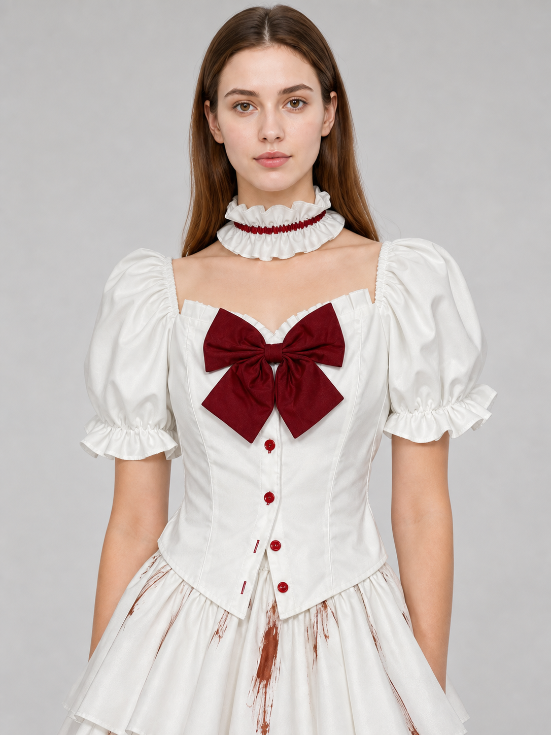 Gothic Cosplay Dress with Bow and Ruffles