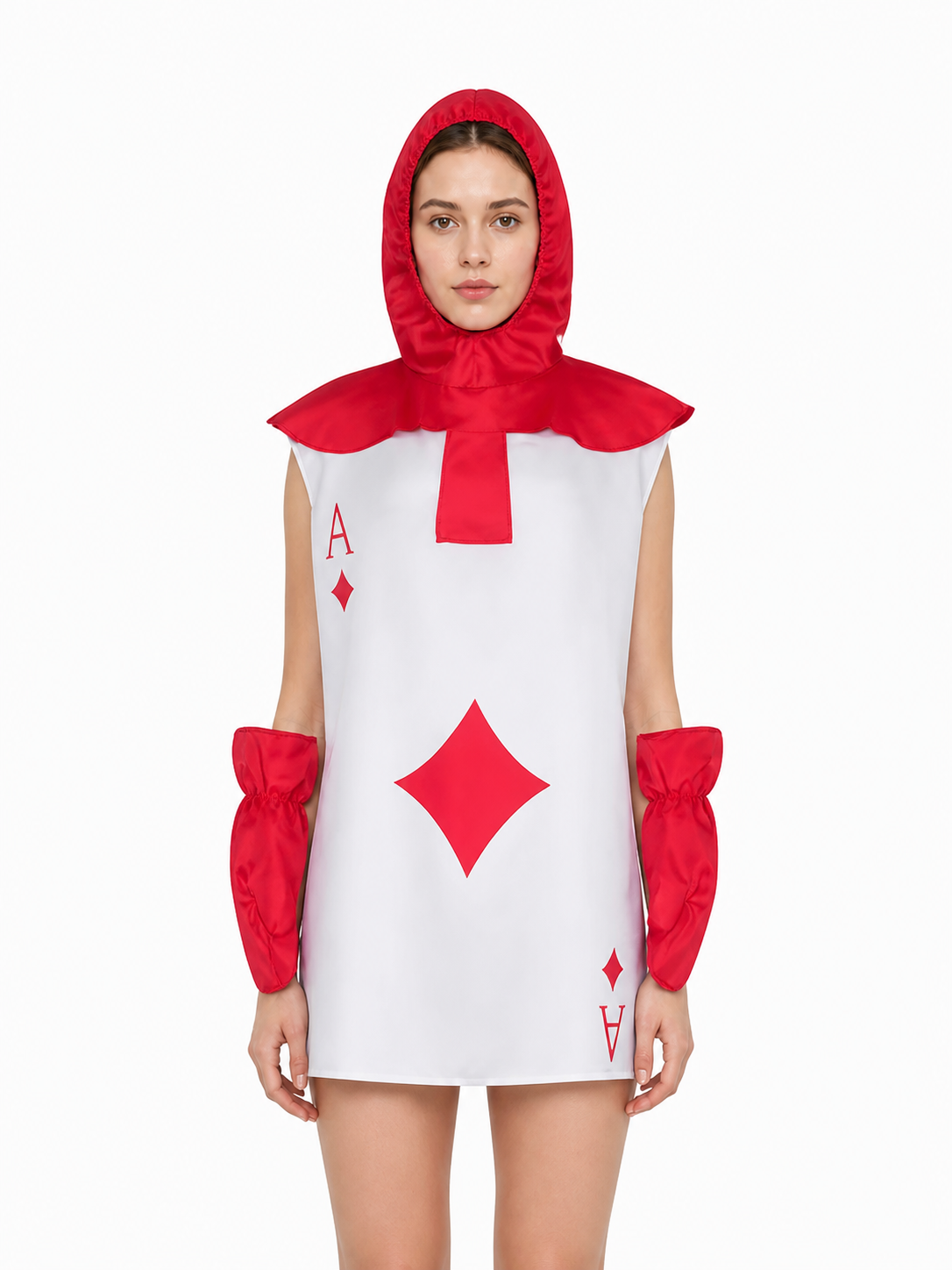 Hooded Cosplay Jumpsuit with Card Print Costumes detail 3