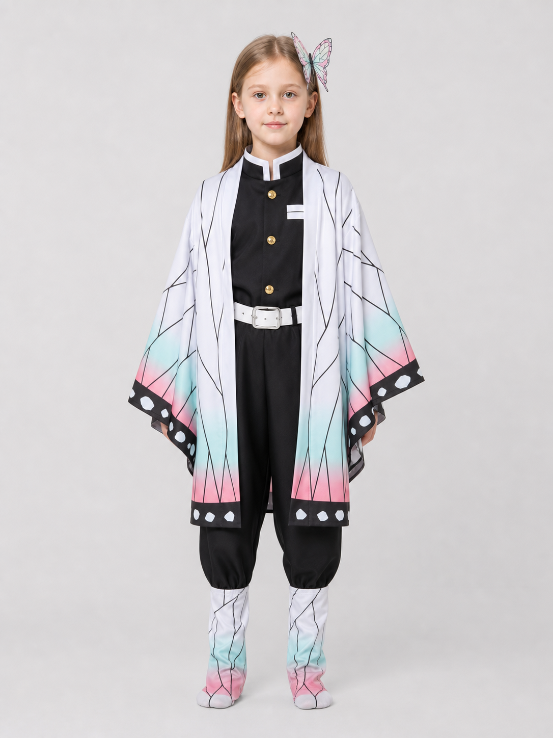 Shinobu Cosplay Costume from Demon Slayer with Cape Costume Capes detail 3