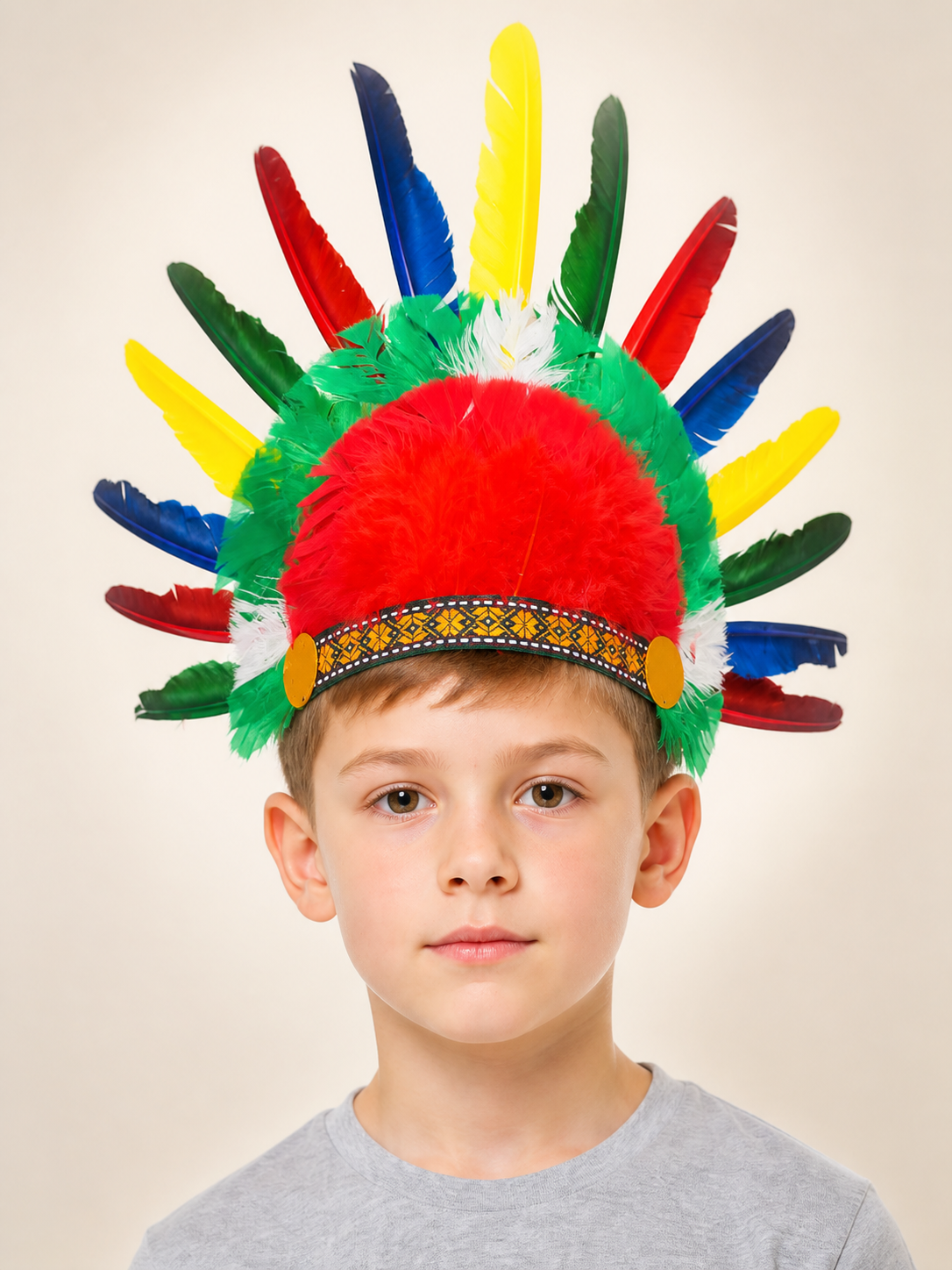 Multicolored Feather Carnival Headpiece Costume Headwear detail 2