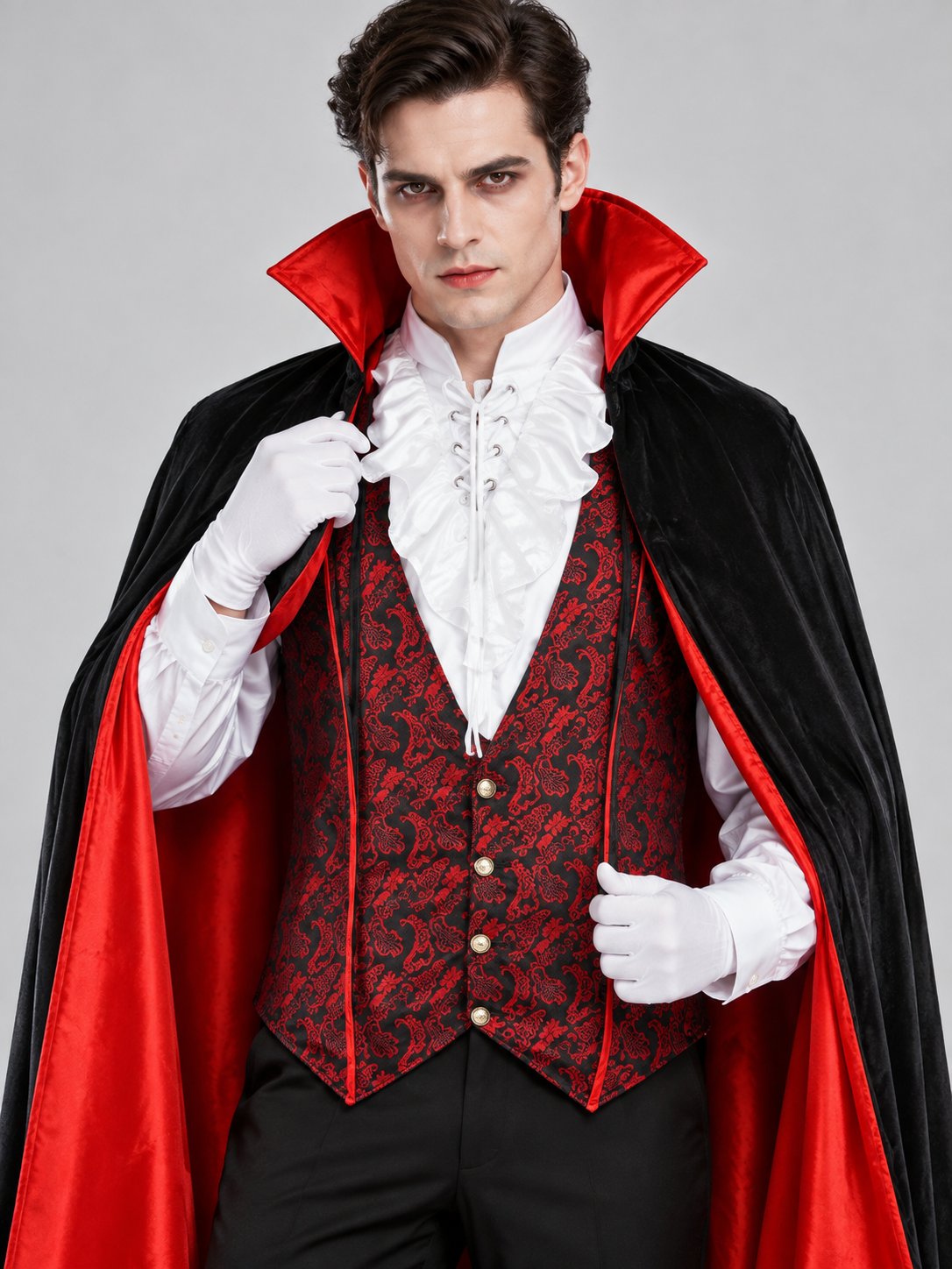 Vampire Costume: Cape, Vest, Shirt, Pants
