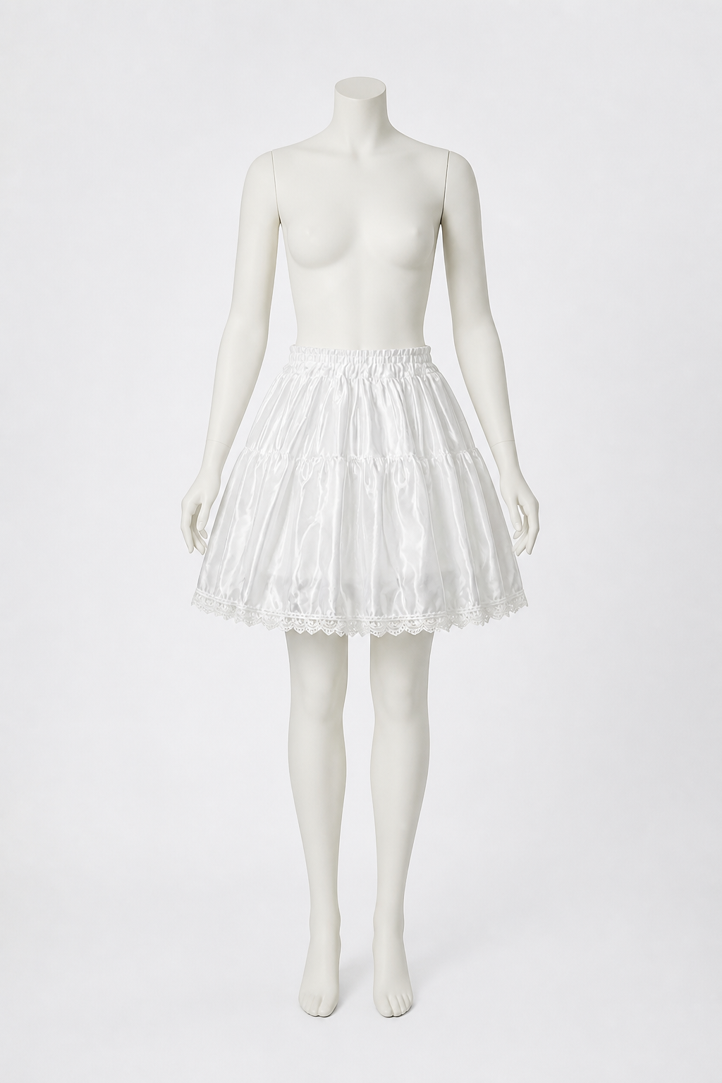 White Full Multi-Layer Skirt with Lace Hem product detail 3