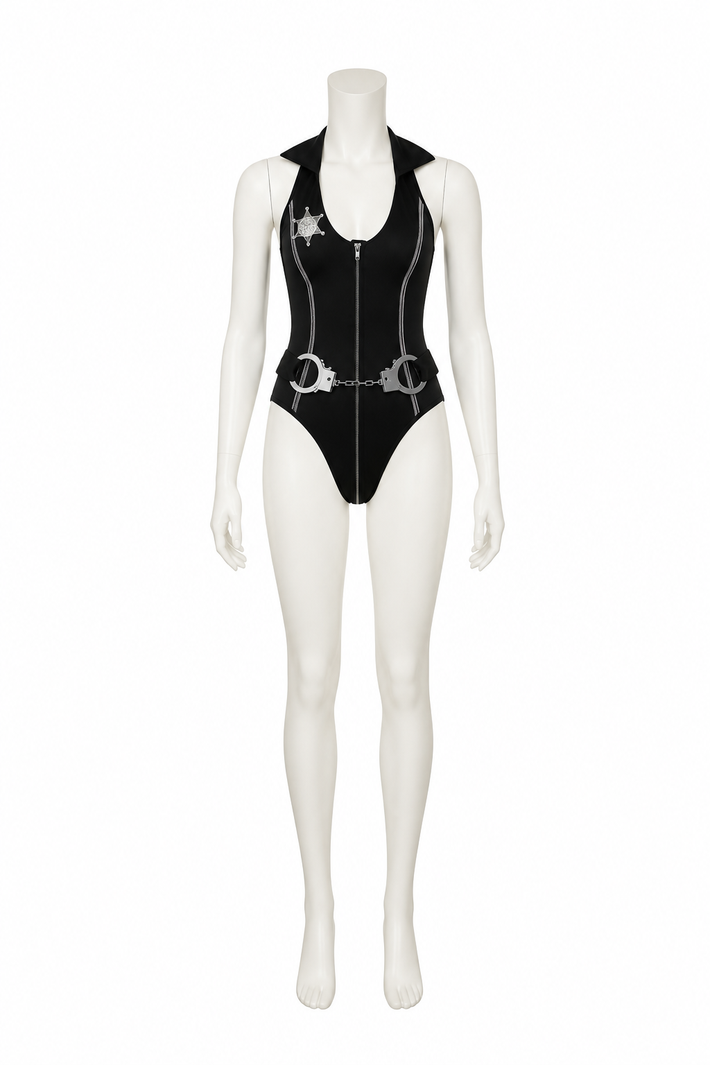 Sleeveless Police Costume with Zipper and Handcuffs Costumes detail 3