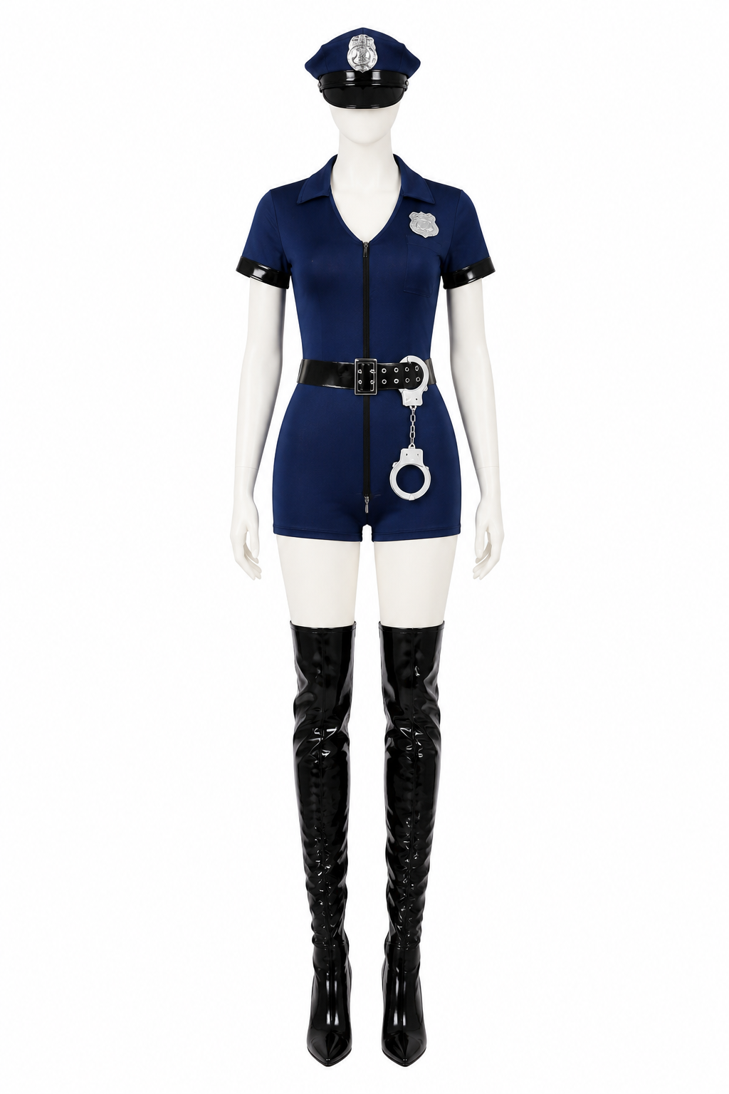 Police Jumpsuit with Cap and Handcuffs Costume Headwear detail 3