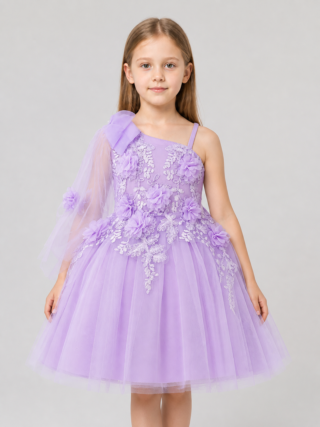 Girls' Tulle Tutu Dress with Embroidery and Flowers Costume Dresses detail 3