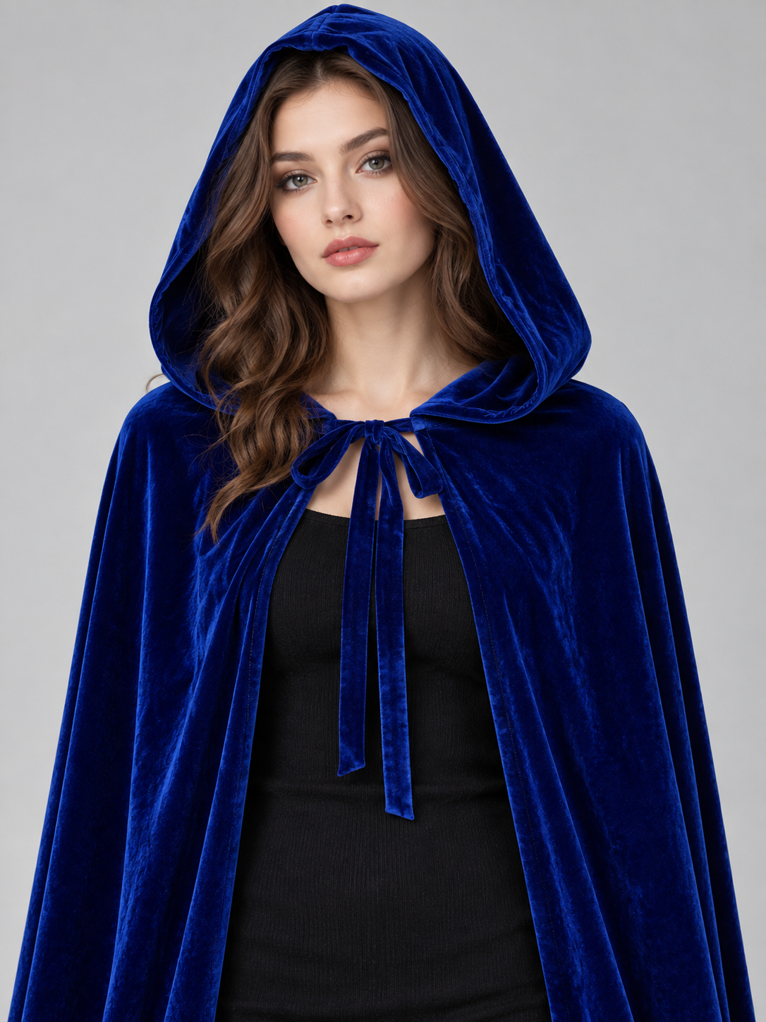 Velvet Hooded Cloak-Cape, Royal Blue