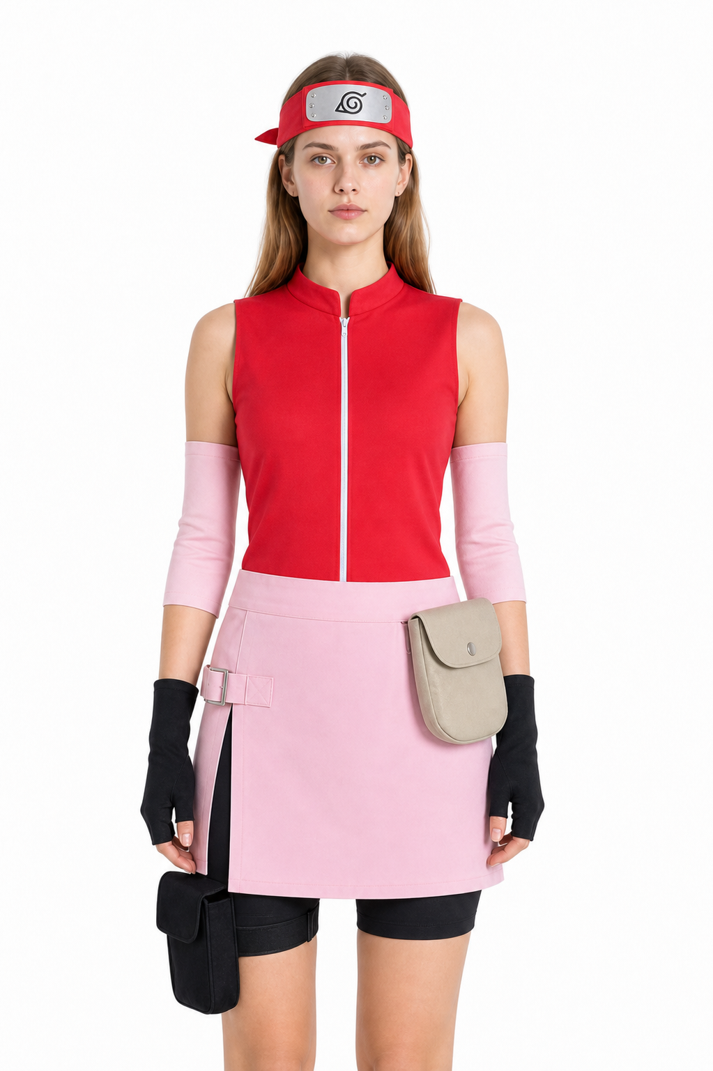 Sakura from Naruto Cosplay Costume with Headband and Gloves