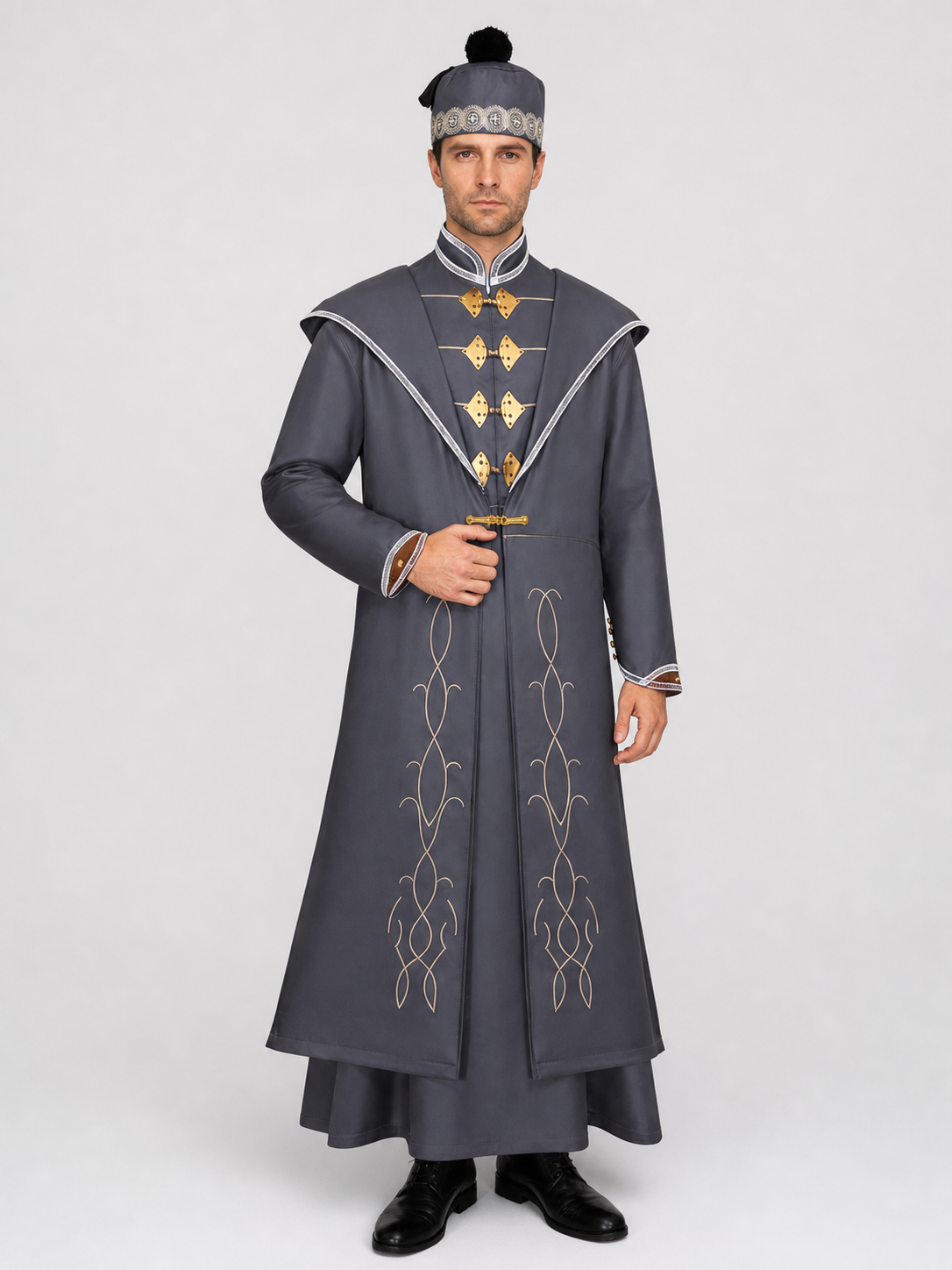 Dumbledore Cosplay Costume, Long Robe and Hat Costume Headwear detail 3