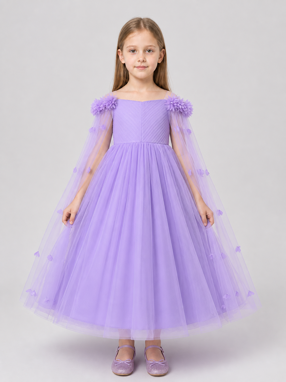 Long Light Purple Princess Dress with Tulle Costume Dresses detail 3