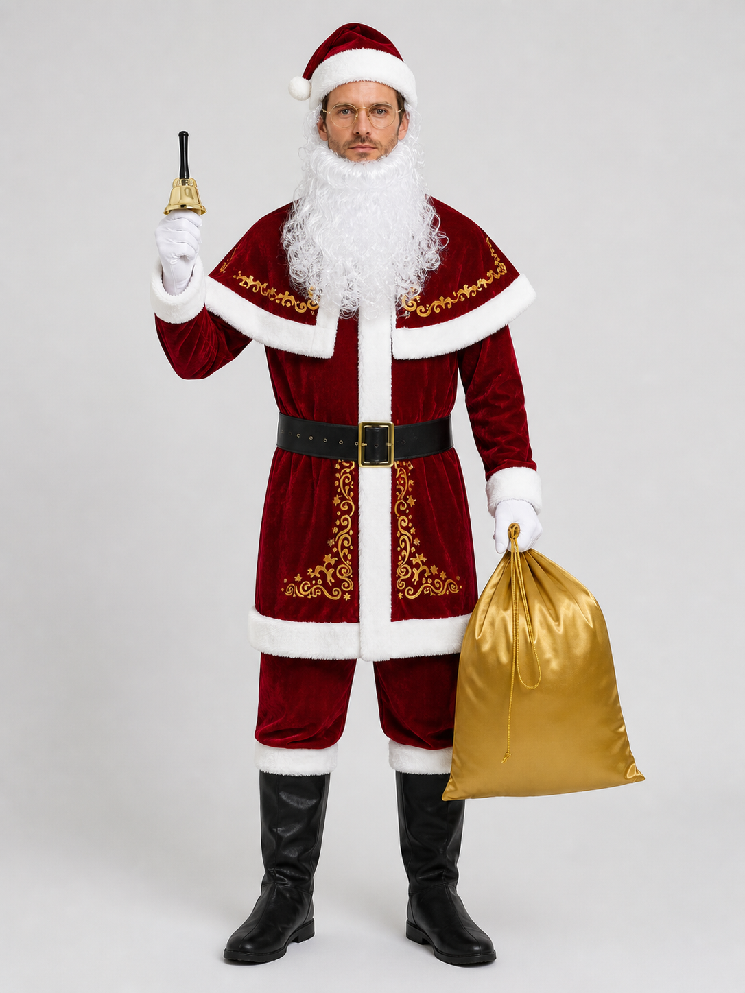Ded Moroz Costume with Cape, Beard, and Hat Costume Capes detail 3