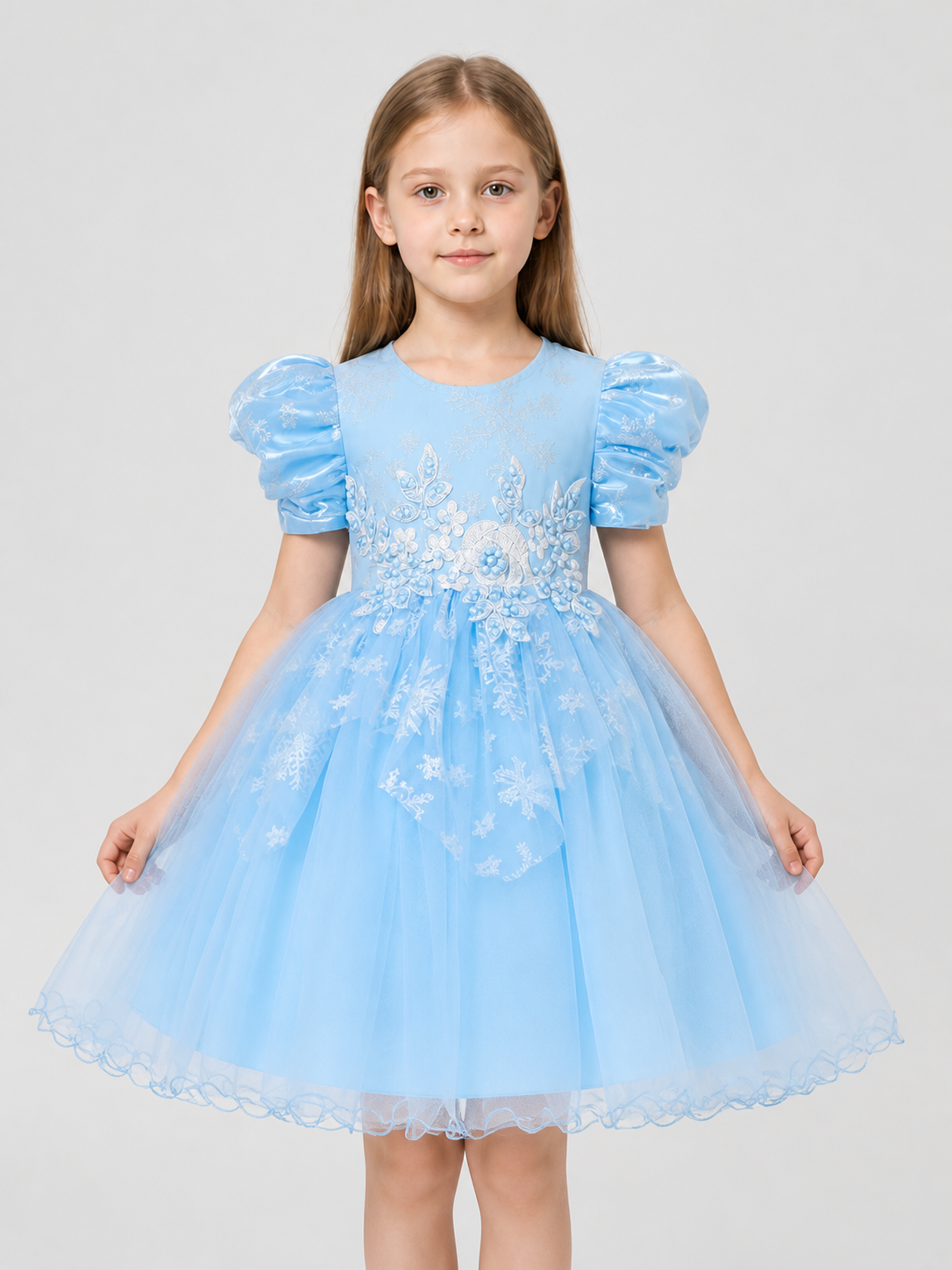 Children’s Princess Dress with Snowflakes and a Full Skirt product detail 3