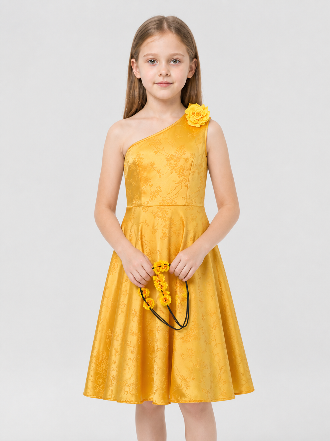 Judy Cosplay Dress, Yellow, Long, with Flowers Costume Dresses detail 3