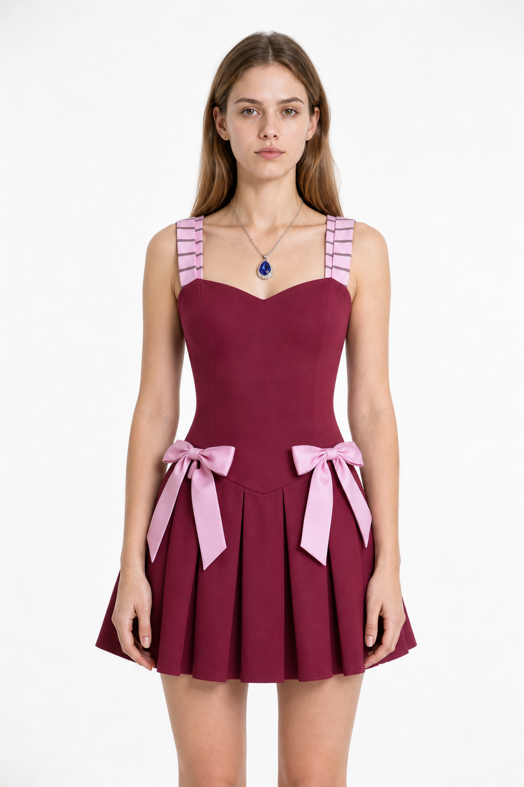 Red Cosplay Dress with Straps and Bow Costume Dresses detail 3