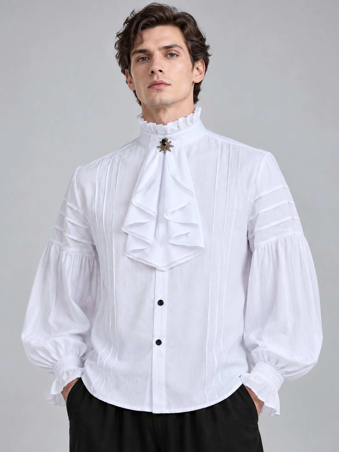Retro-Style Vampire Costume: Shirt, Pants, Accessory