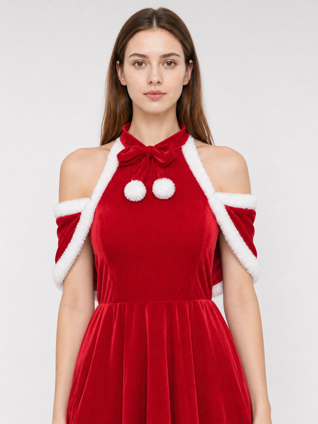 New Year's costume: red dress with cape and bow Costume Dresses detail 2