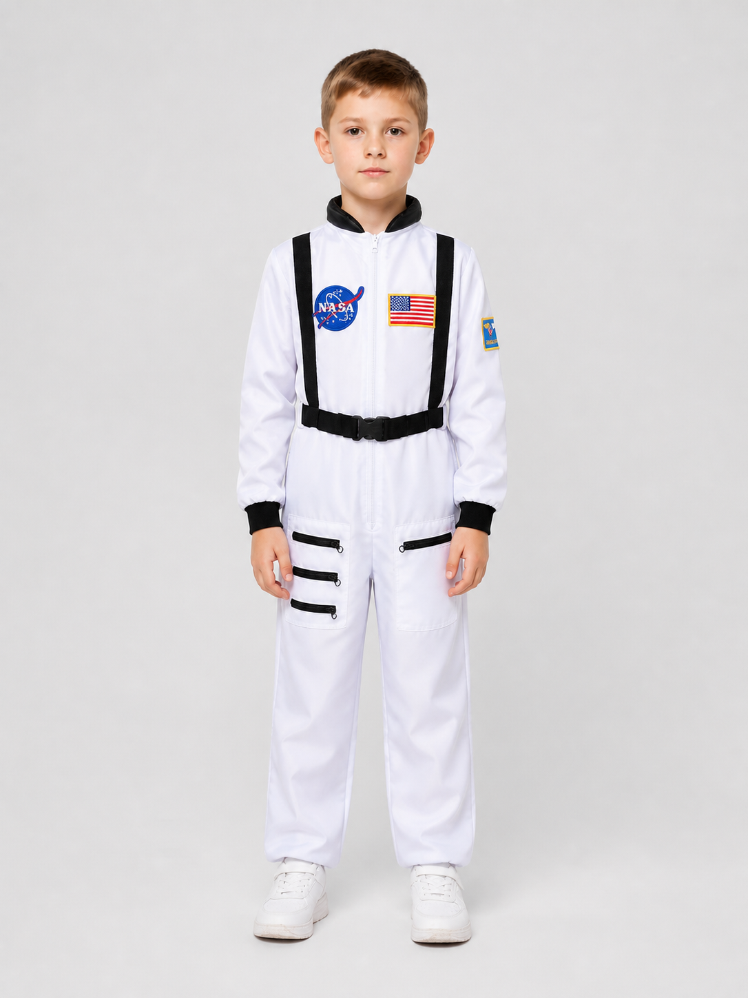 White Children's Astronaut Jumpsuit for Cosplay Costumes detail 3