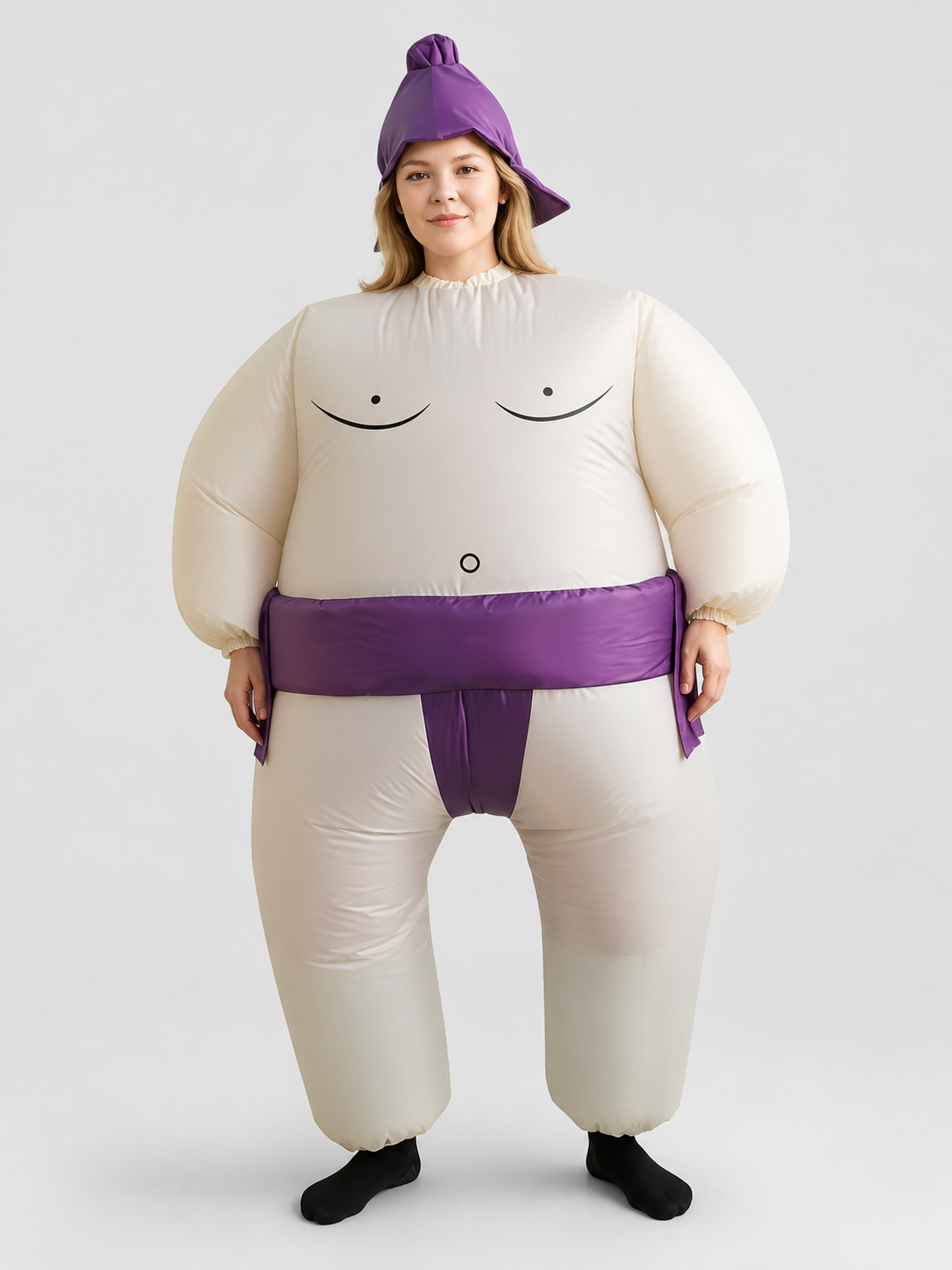 Inflatable Halloween Costume with Purple Hat and Smile