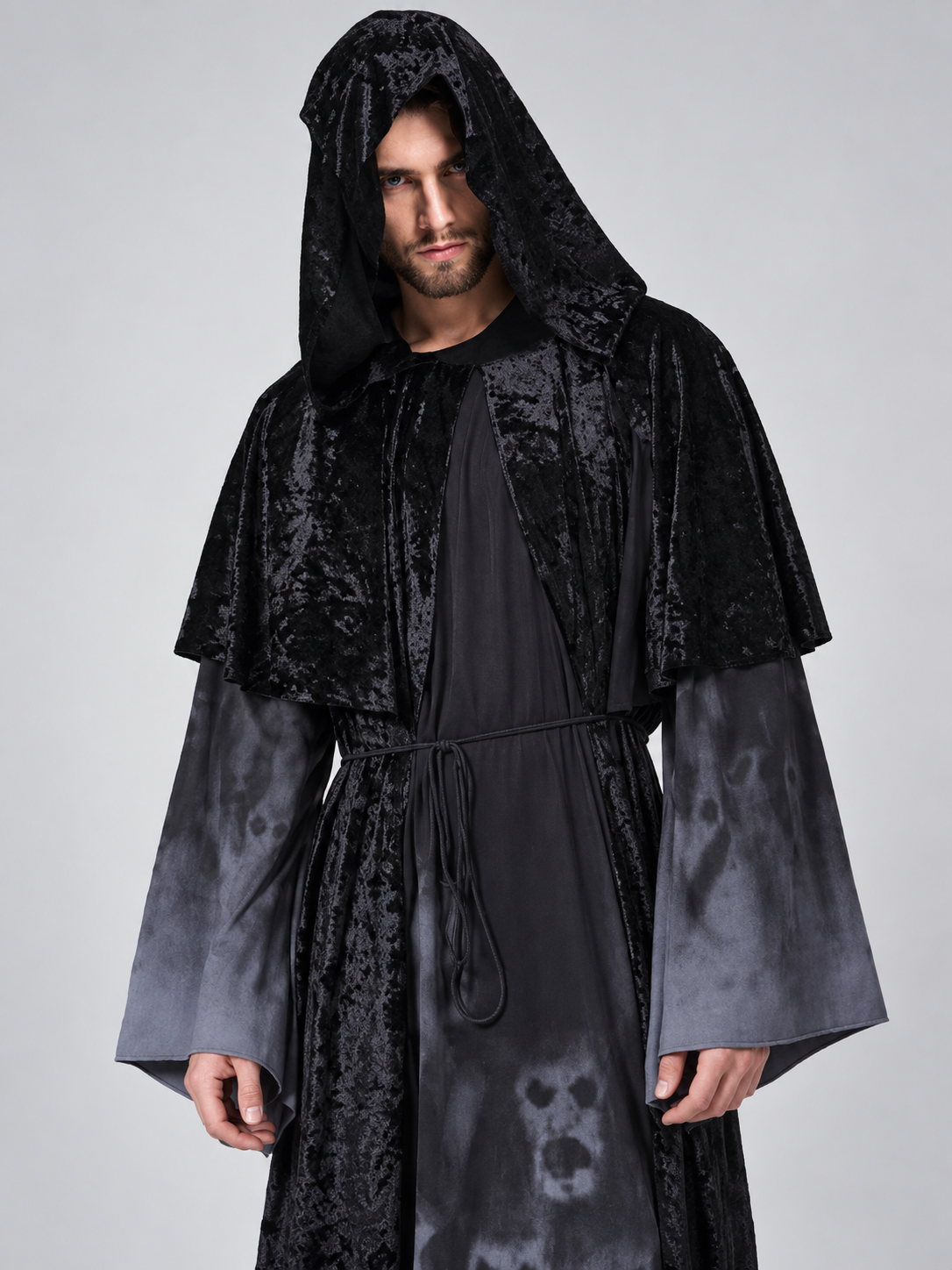 Vampire Halloween Costume with Hood, Cape, and Belt