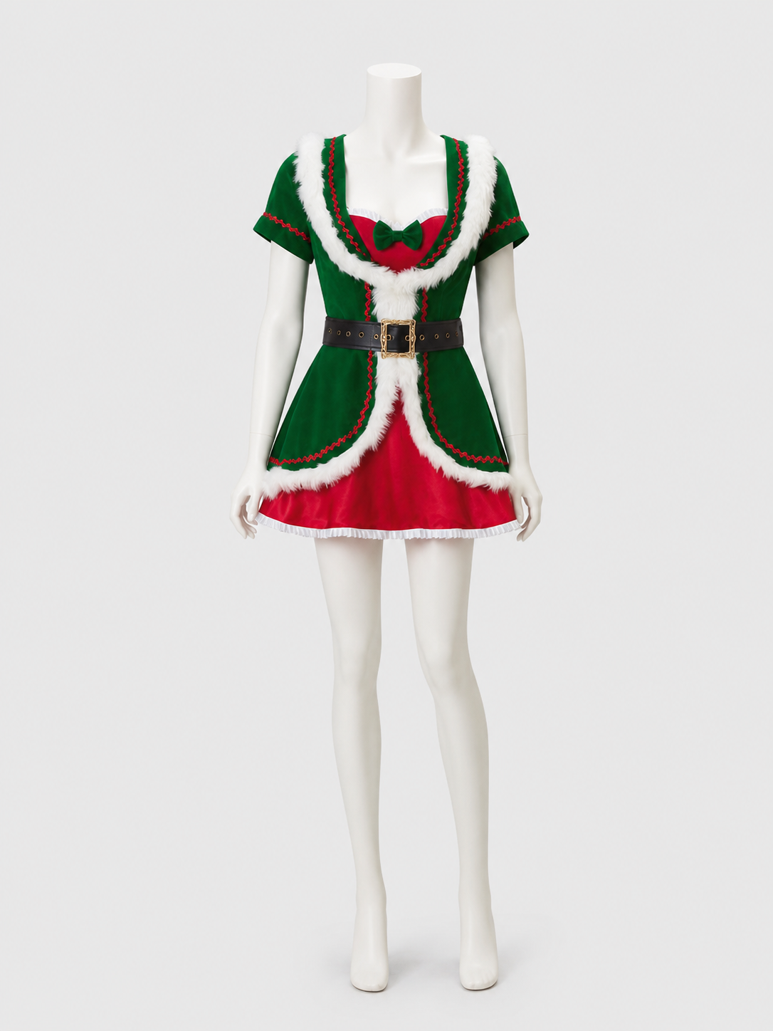Christmas Elf Costume, Dress with White Fur Trim Costume Dresses detail 3