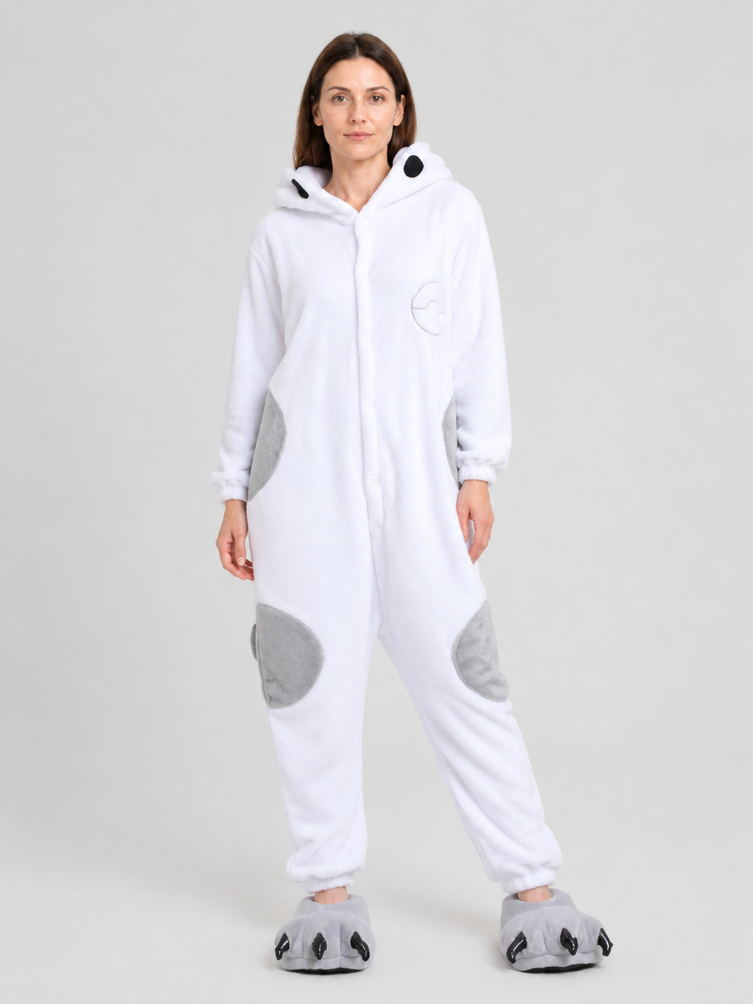 Panda Flannel Pajama Jumpsuit with Hood product detail 3