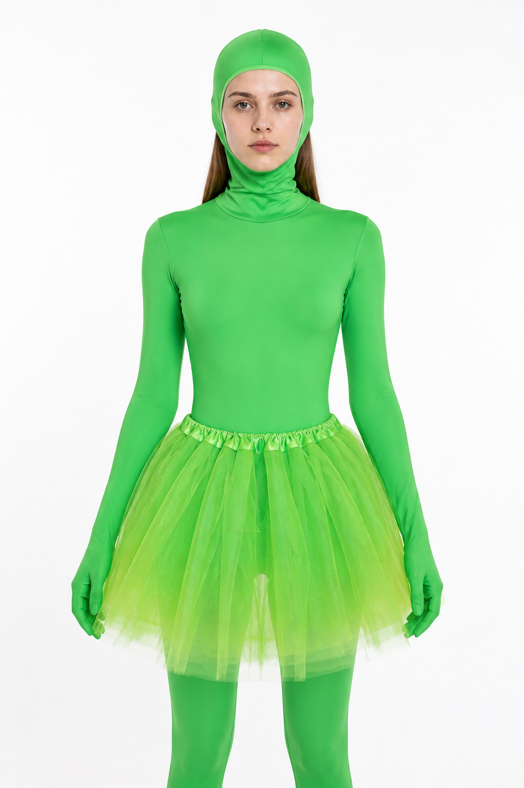 Green Alien Costume with Skirt and Mask for Halloween Costume Masks detail 3