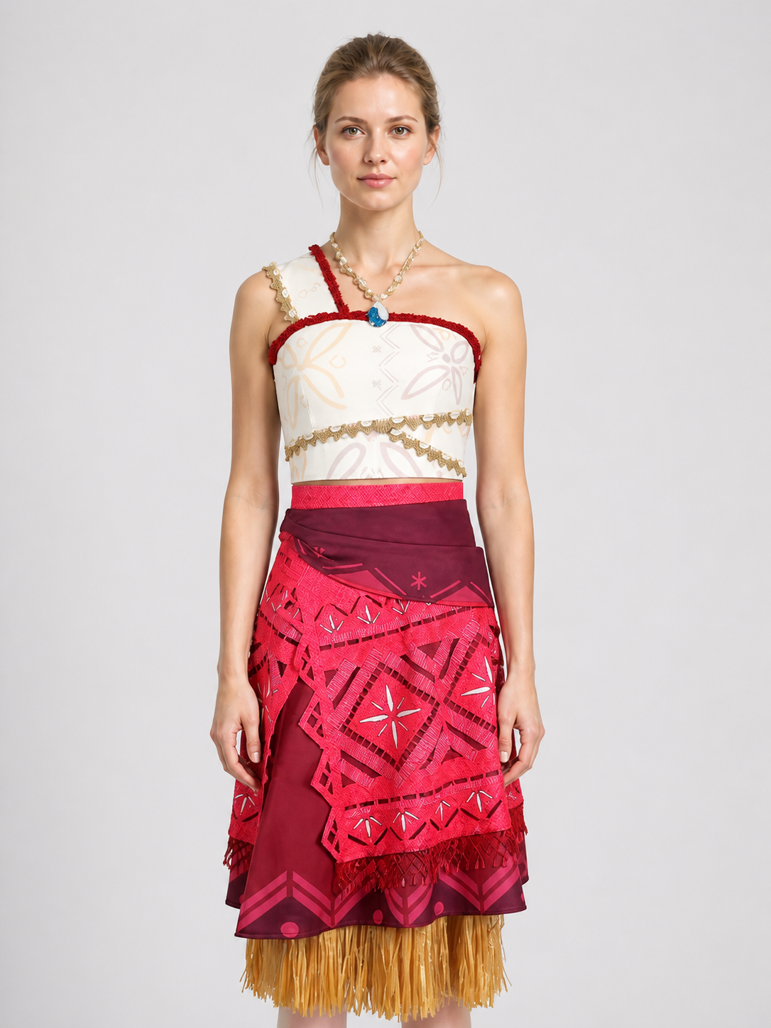Moana Costume with Layered Skirt and Gold Fringe Costumes detail 3