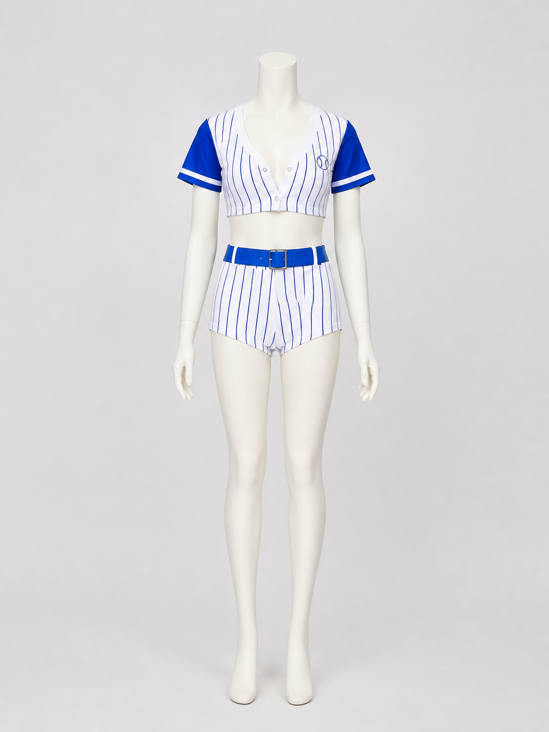 Blue Striped Cheerleader Costume with Skort, S-XL Costumes detail 3