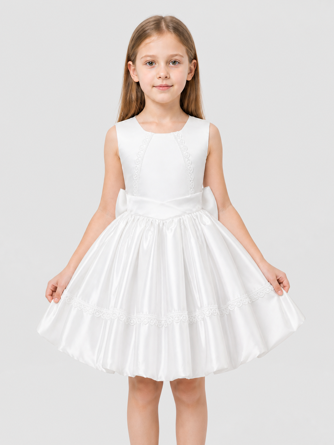 Fluffy White Princess Dress with Lace Costume Dresses detail 3
