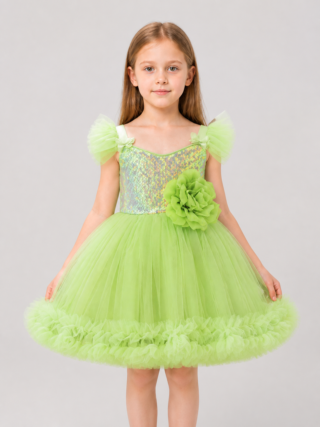 Sequin Princess Dress with Full Skirt for Birthday Celebrations