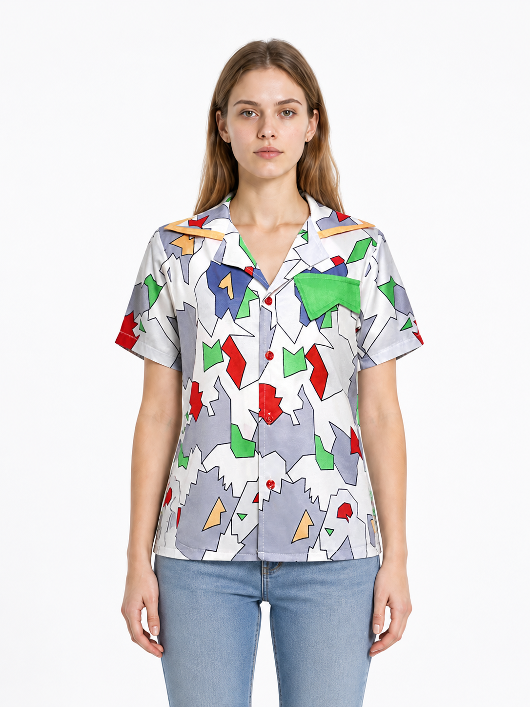 Short-Sleeve Shirt with Geometric Print product detail 3