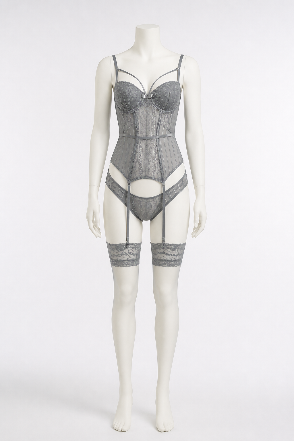 Lace Bodysuit with Straps and Belt