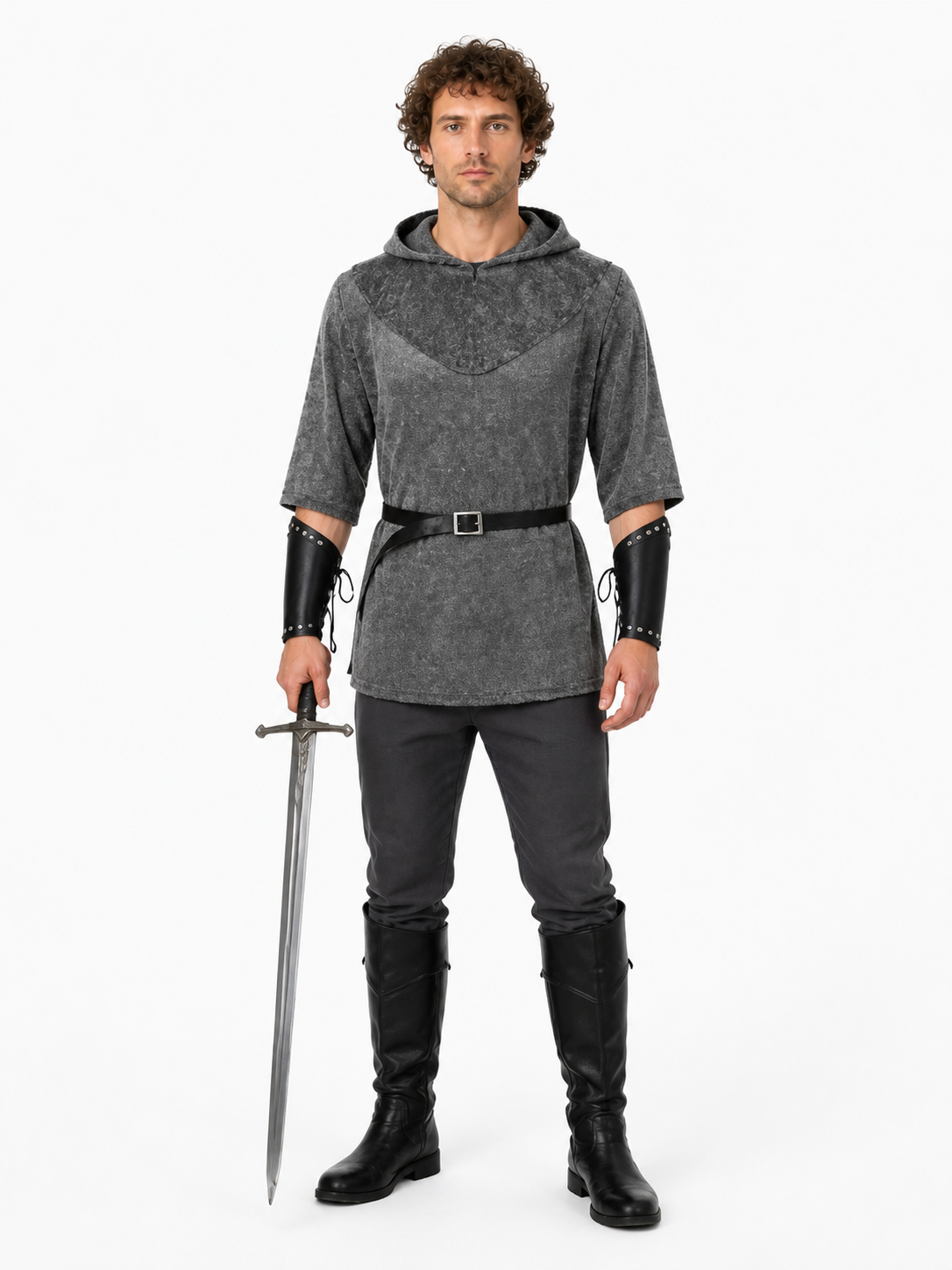 Medieval Role-Playing Costume with Hood and Sword Costume Accessories detail 3