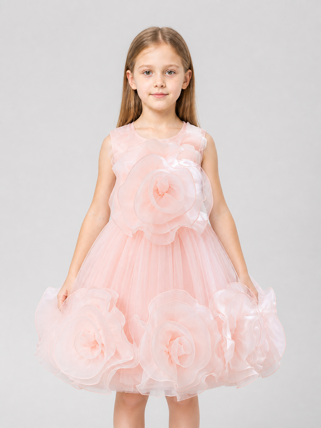 Tutu Dress with 3D Roses for Christening Costume Dresses detail 3