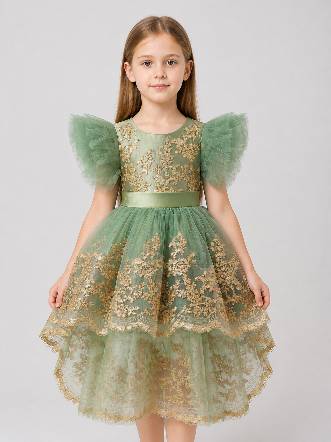 Tutu Dress with Wings, Gold Embroidery, and Train Costume Dresses detail 3