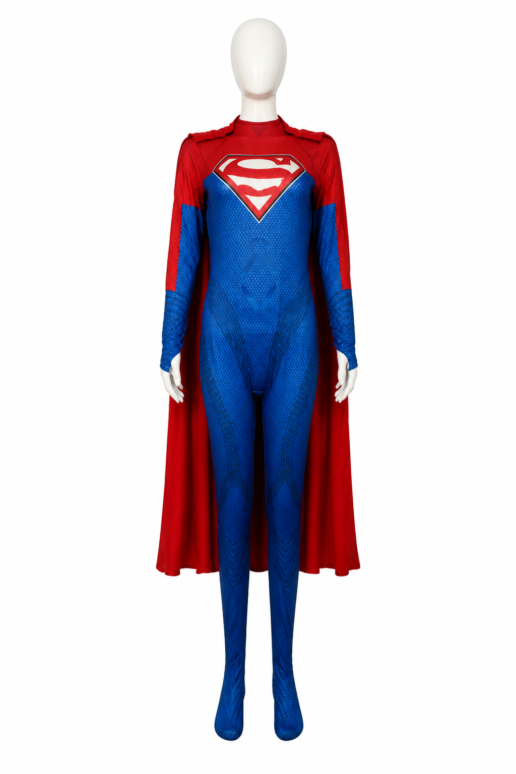 Red and Blue Cosplay Jumpsuit with Cape Costume Capes detail 3