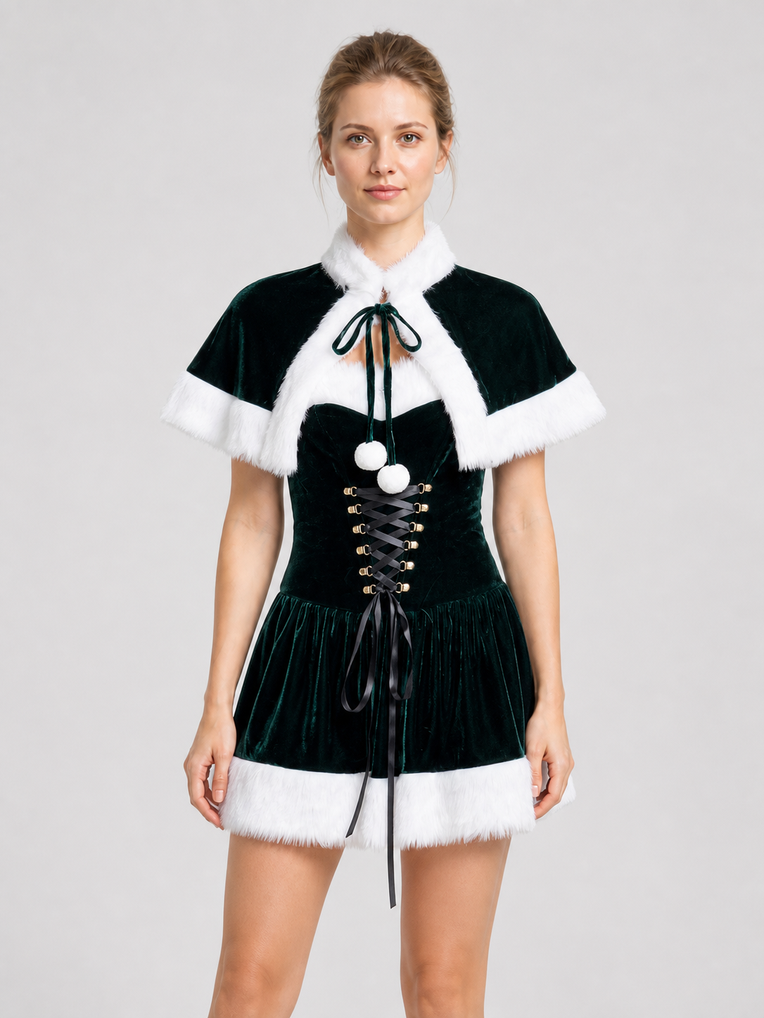 New Year's Costume: Short Dress with Plush Trim Costume Dresses detail 3