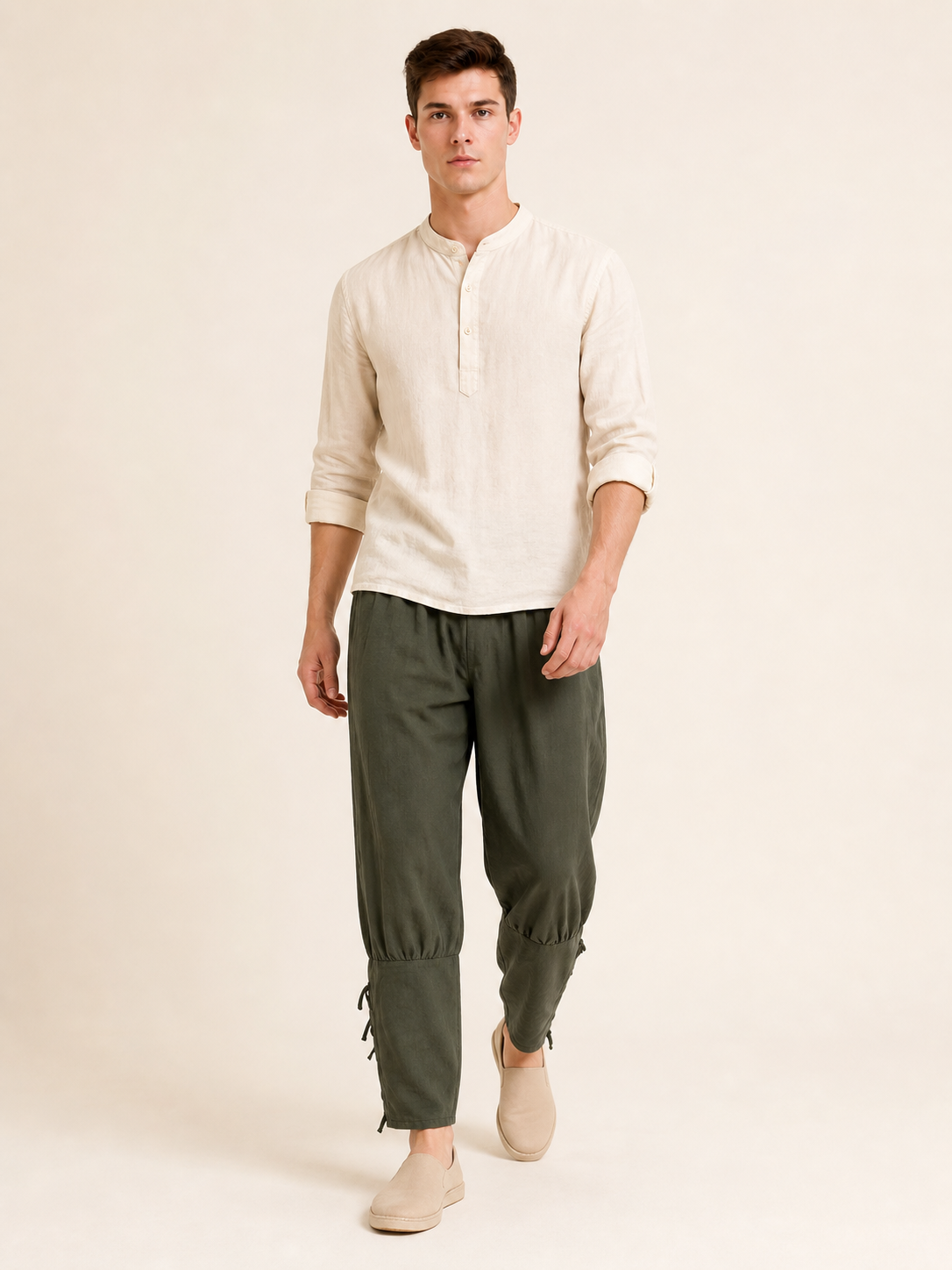 Relaxed-Fit Cargo Pants with Drawstring Cuffs