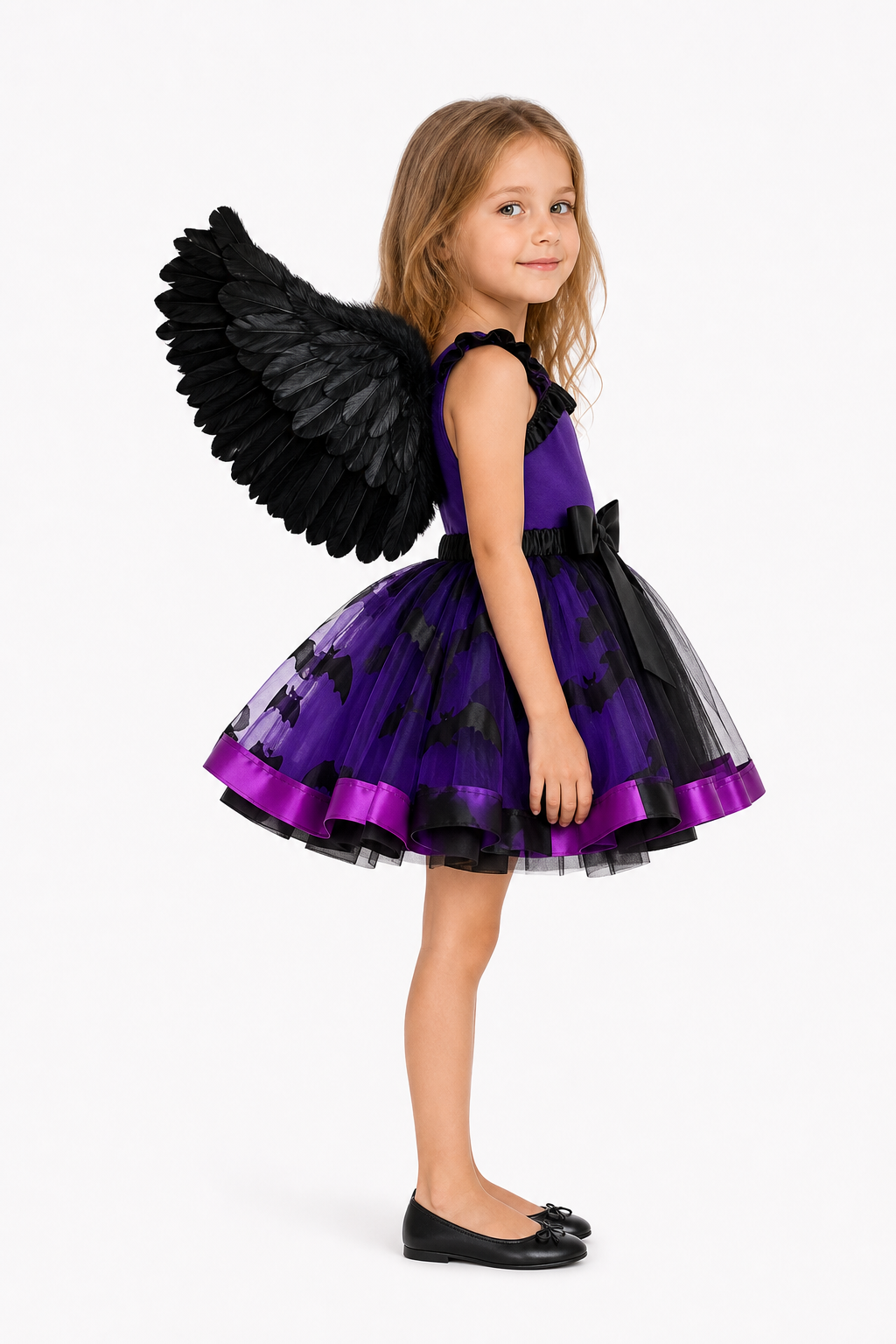 Carnival Costume with Wings and Plush Skirt side view